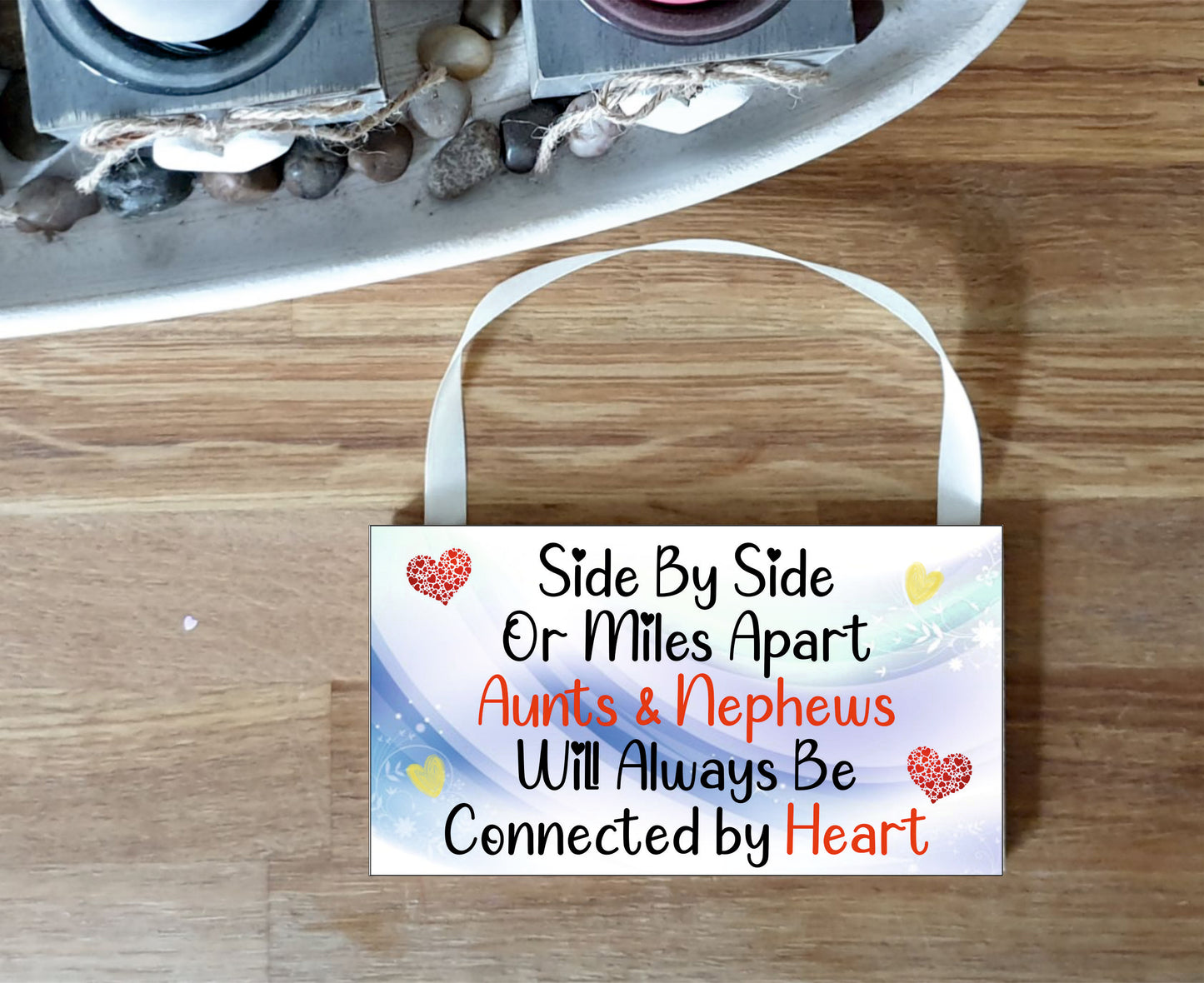 Aunt Nephew Plaque Gift - Side By Side Or Miles Apart - Fun Novelty Birthday Christmas Present