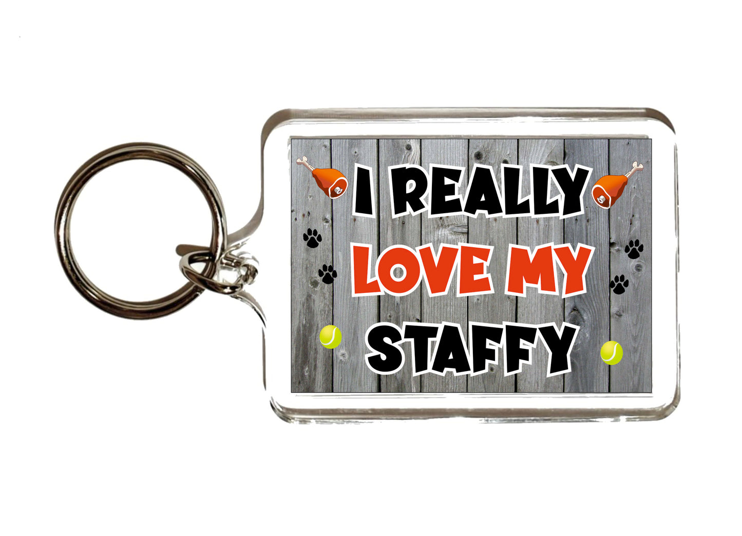 Staffy Keyring Gift - I Really Love My - Cute Novelty Fun Dog Owner Present