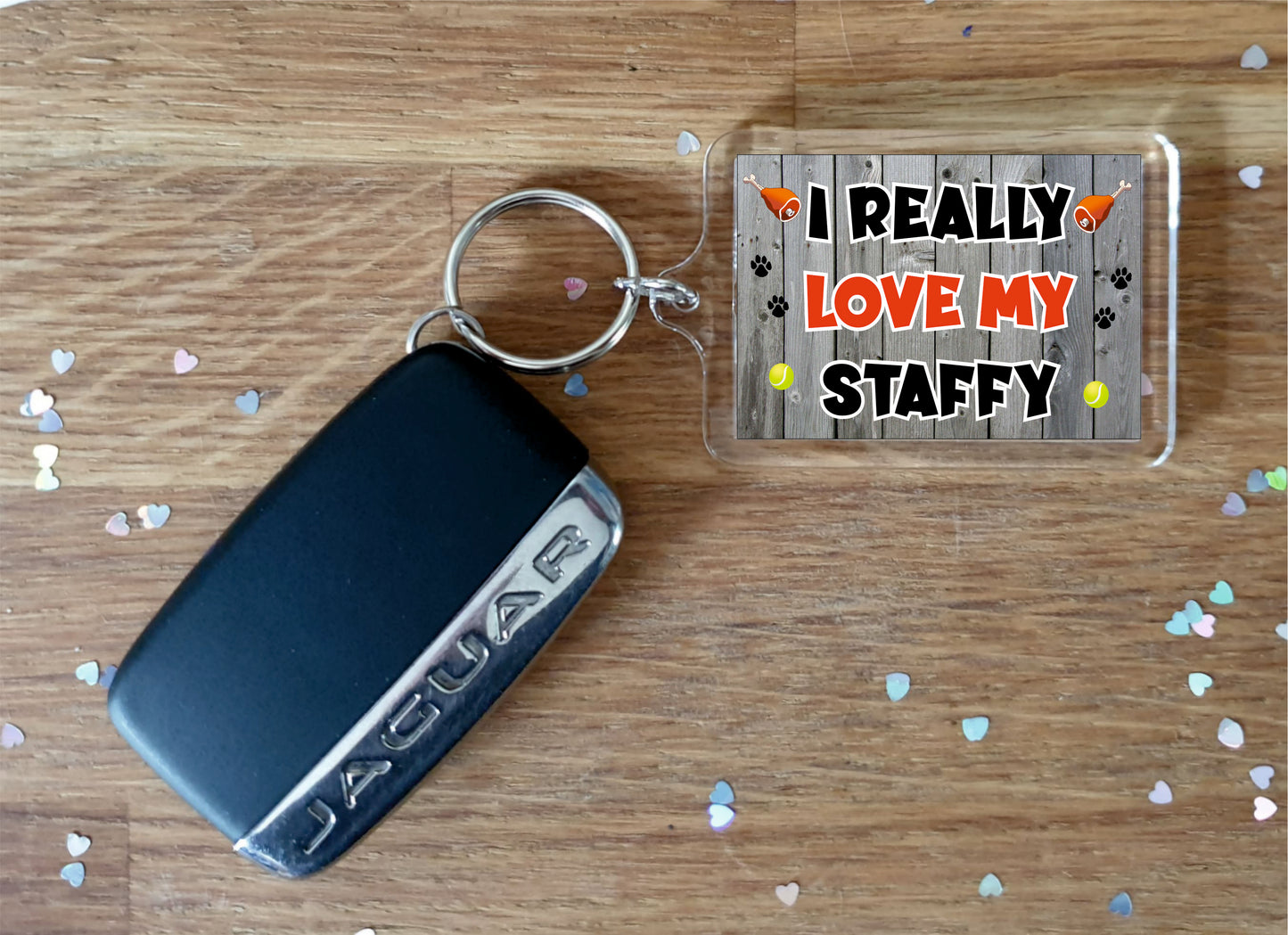 Staffy Keyring Gift - I Really Love My - Cute Novelty Fun Dog Owner Present