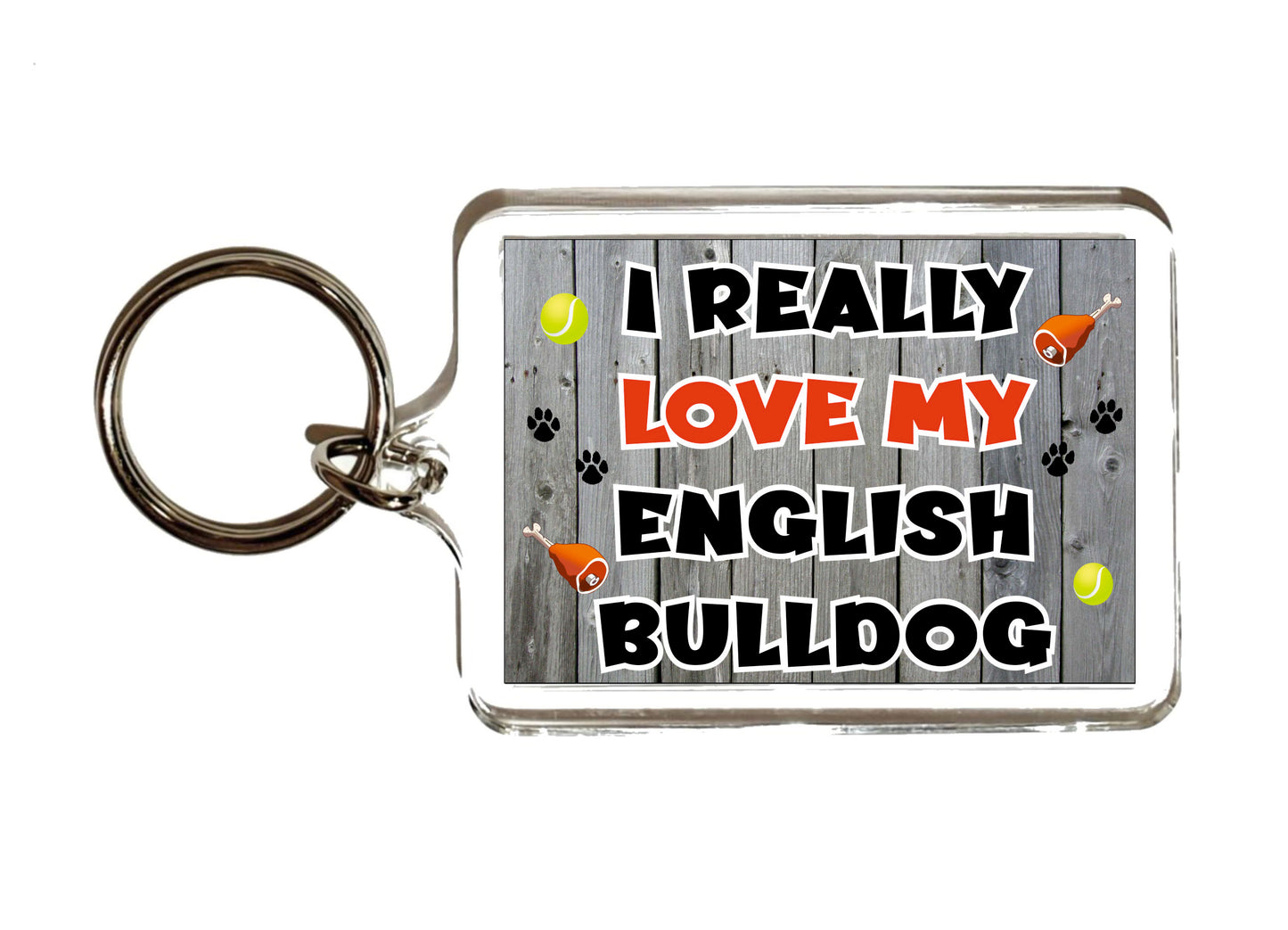 English Bulldog Keyring Gift - I Really Love My - Cute Novelty Fun Dog Owner Present