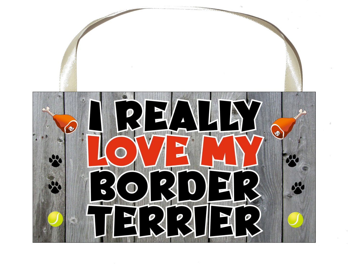 Border Terrier Plaque Gift - I Really Love My - Cute Novelty Fun Dog Owner Lover Sign Present