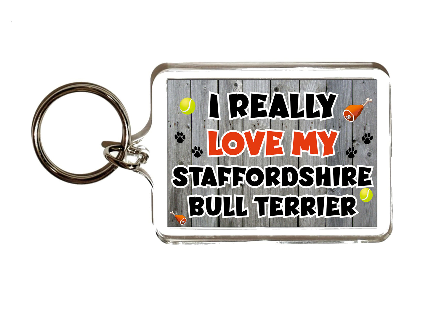 Staffordshire Bull Terrier Keyring Gift - I Really Love My - Cute Novelty Fun Dog Owner Present