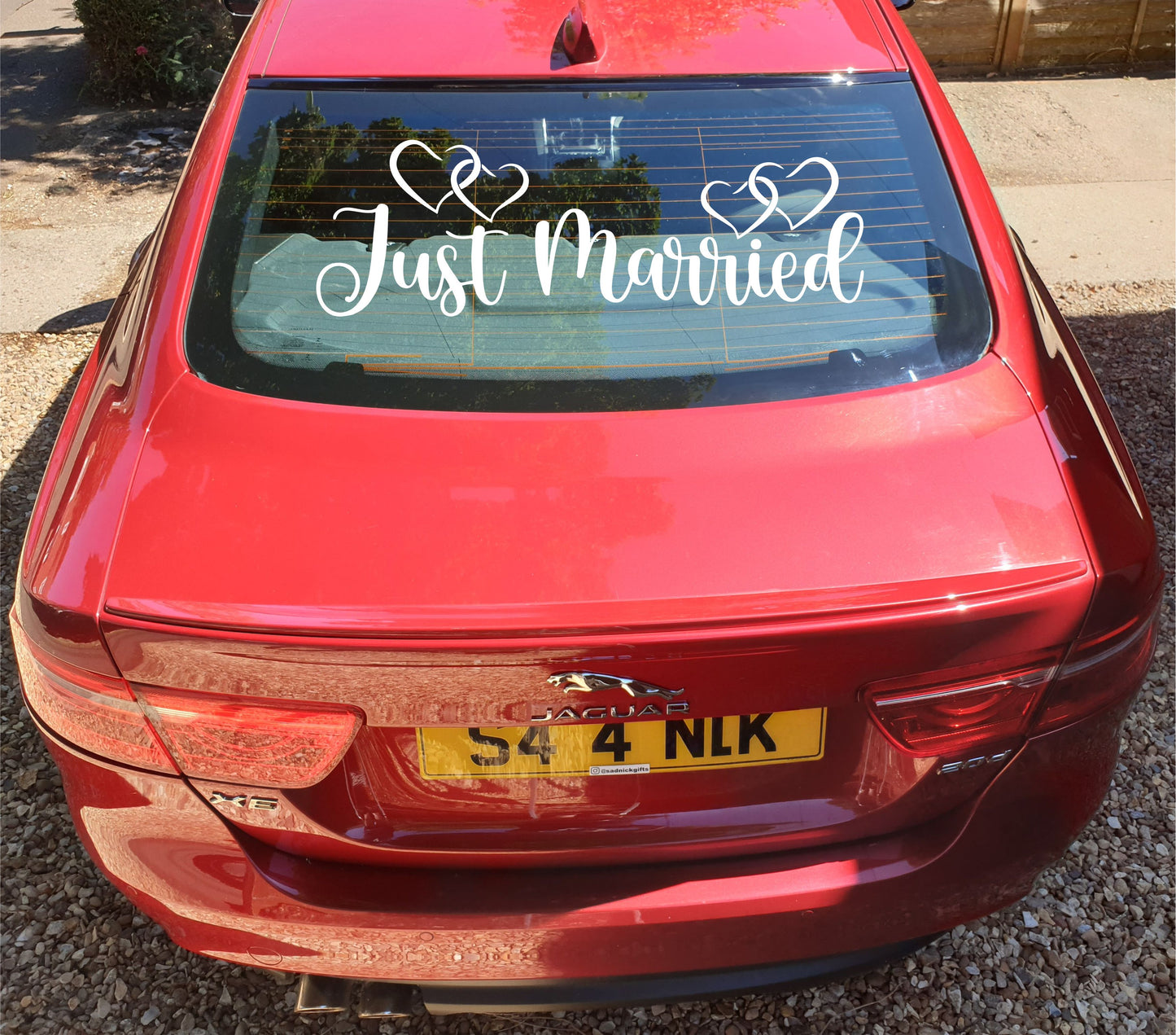 Just Married Car Sticker Wedding Car Window Decal Wedding Day Decoration Decals Beloved Hearts Font