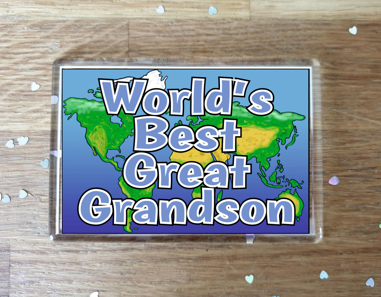 Great Grandson Fridge Magnet - World's Best Great Grandson - Novelty Love Gift - Fun Birthday Christmas Present