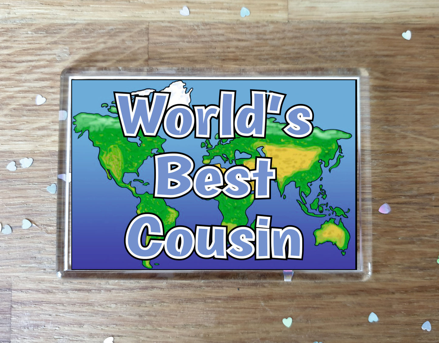 Cousin Fridge Magnet - World's Best Cousin - Novelty Love Gift - Fun Birthday Christmas Present - BLUE