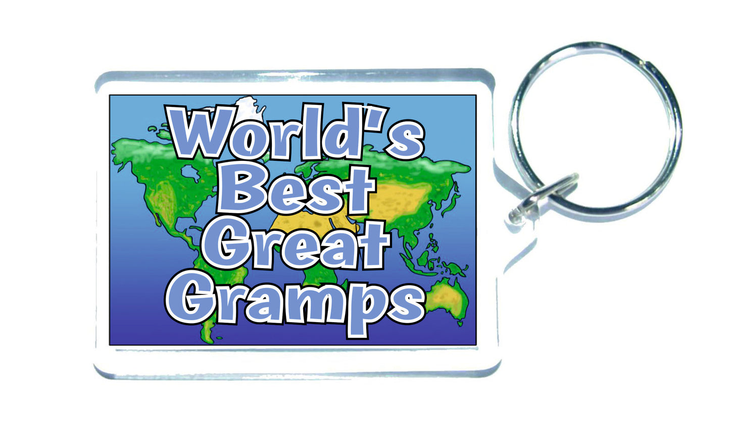 Great Gramps Keyring Gift - World's Best Great Gramps - Fun Novelty Christmas Birthday Present