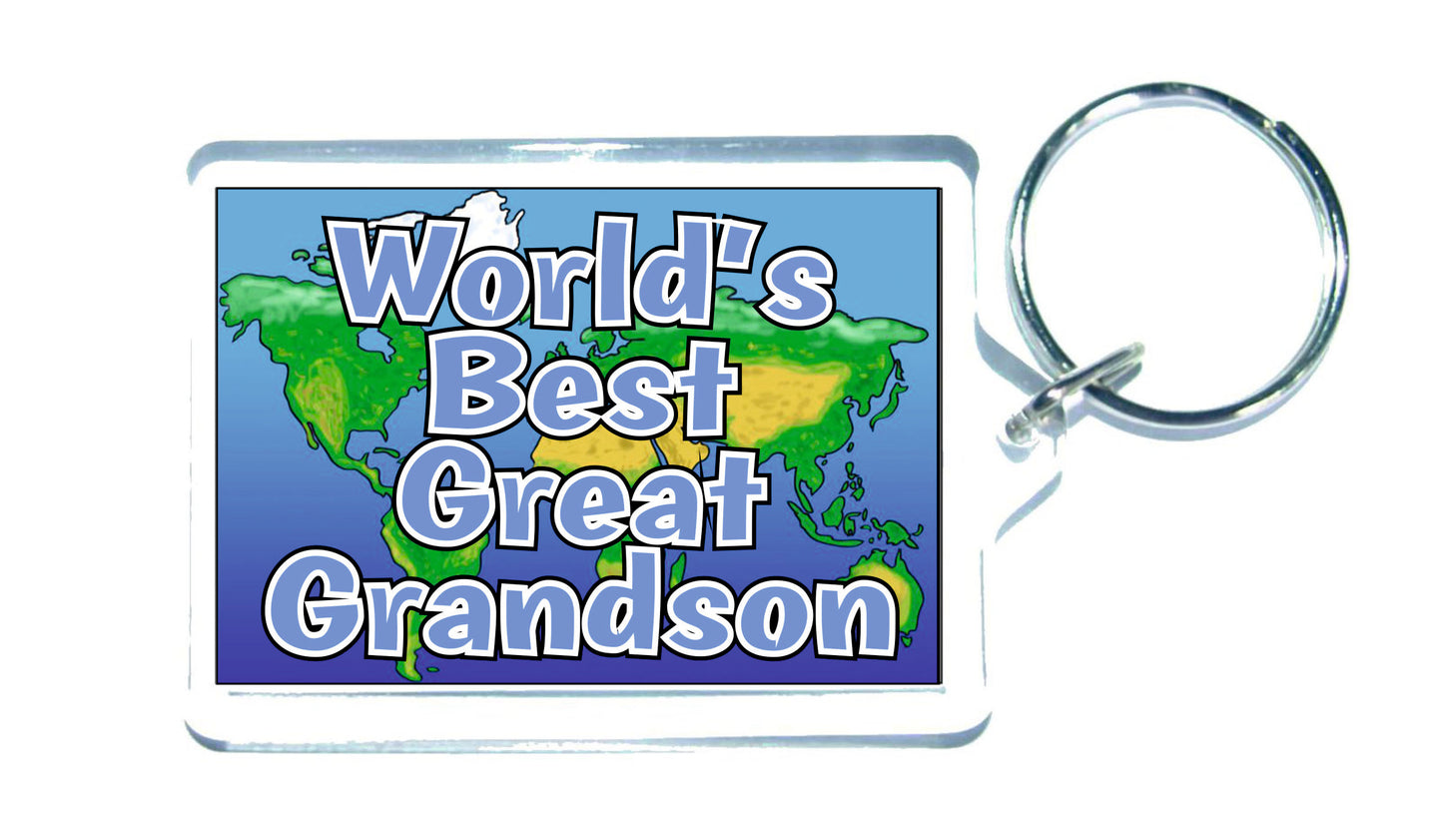 Great Grandson Keyring Gift - World's Best Great Grandson - Fun Novelty Christmas Birthday Present