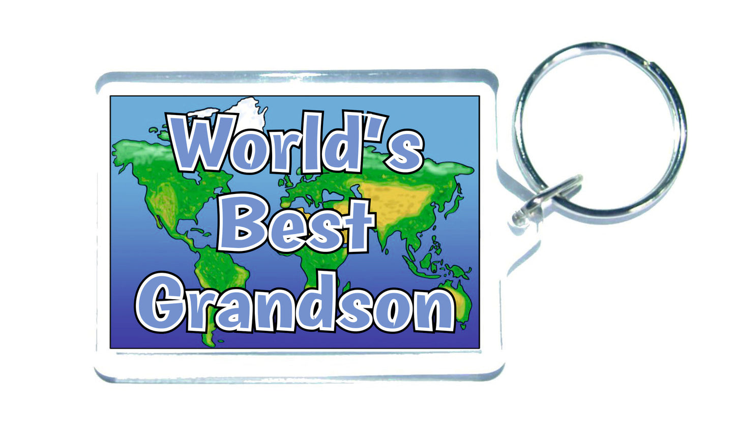 Grandson Keyring Gift - World's Best Grandson - Fun Novelty Christmas Birthday Present