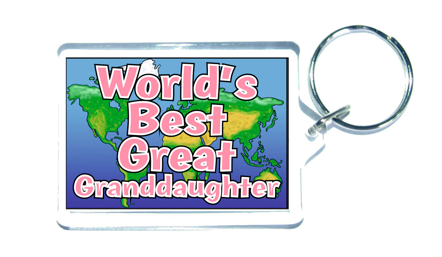 Great Granddaughter Keyring Gift - World's Best Great Granddaughter - Fun Novelty Christmas Birthday Present