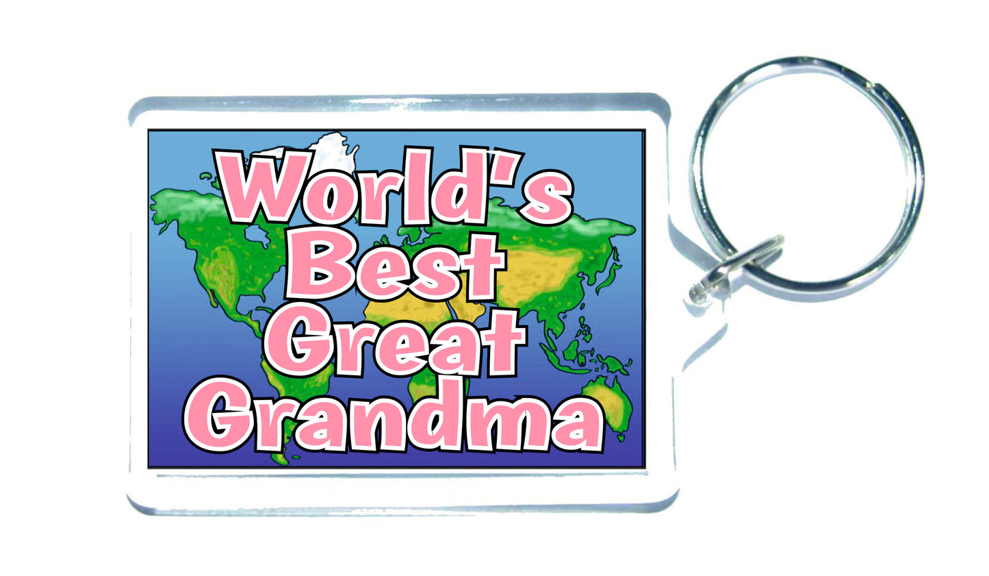 Great Grandma Keyring Gift - World's Best Great Grandma - Fun Novelty Christmas Birthday Present