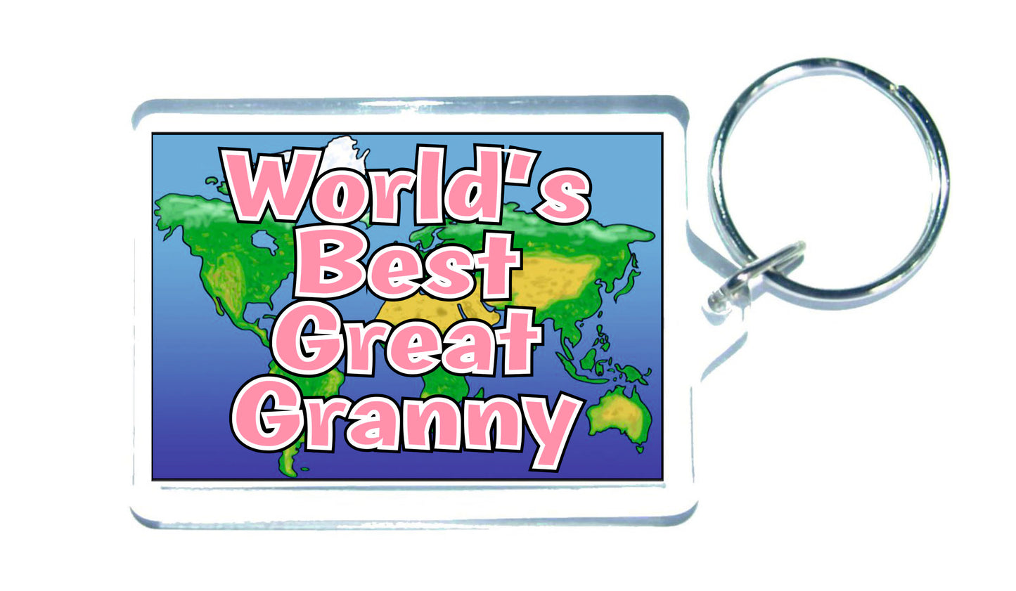 Great Granny Keyring Gift - World's Best Great Granny - Fun Novelty Christmas Birthday Present