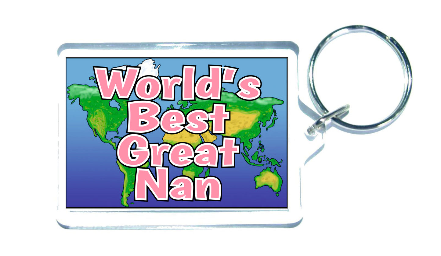 Great Nan Keyring Gift - World's Best Great Nan - Fun Novelty Christmas Birthday Present