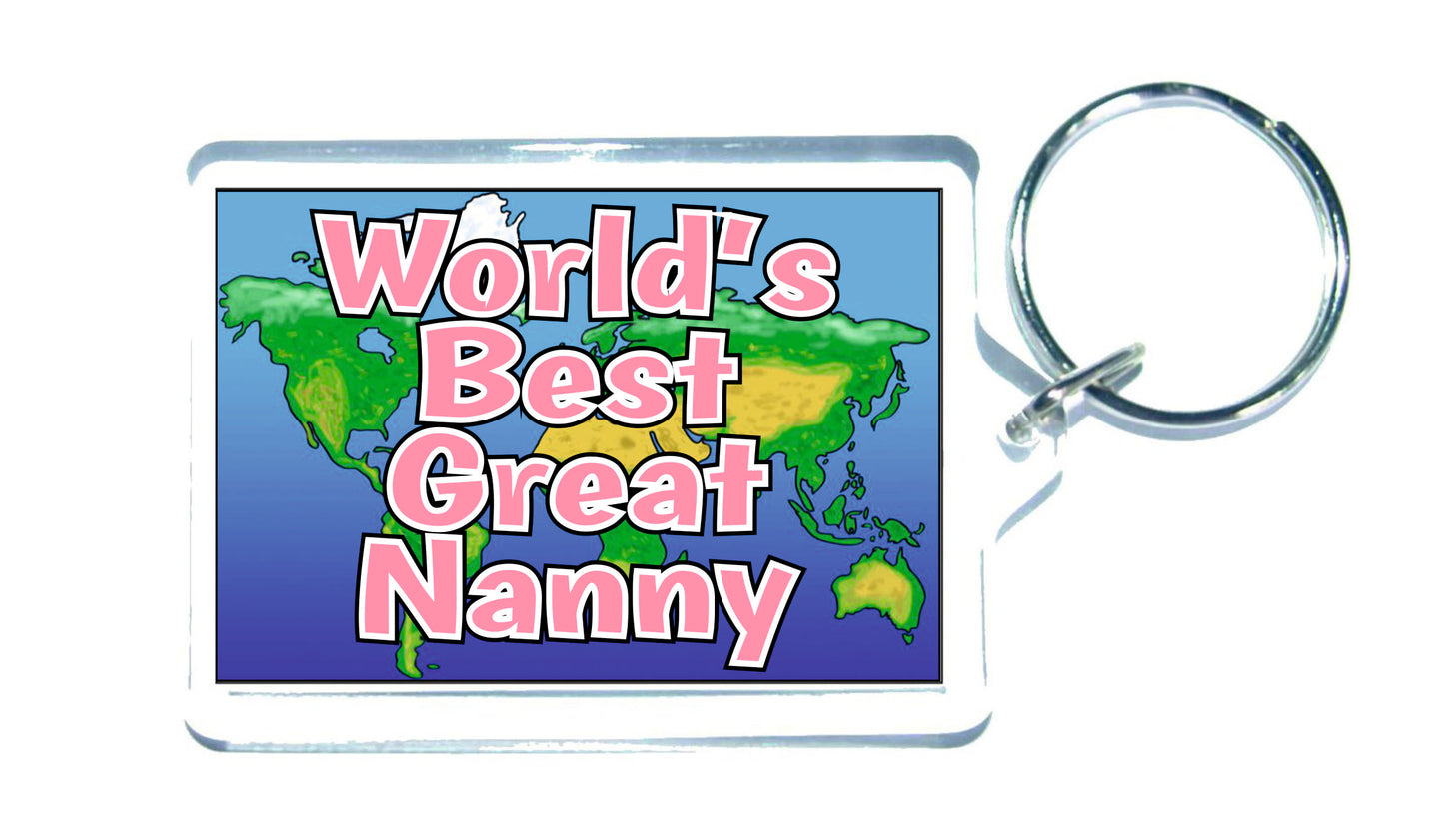 Great Nanny Keyring Gift - World's Best Great Nanny - Fun Novelty Christmas Birthday Present