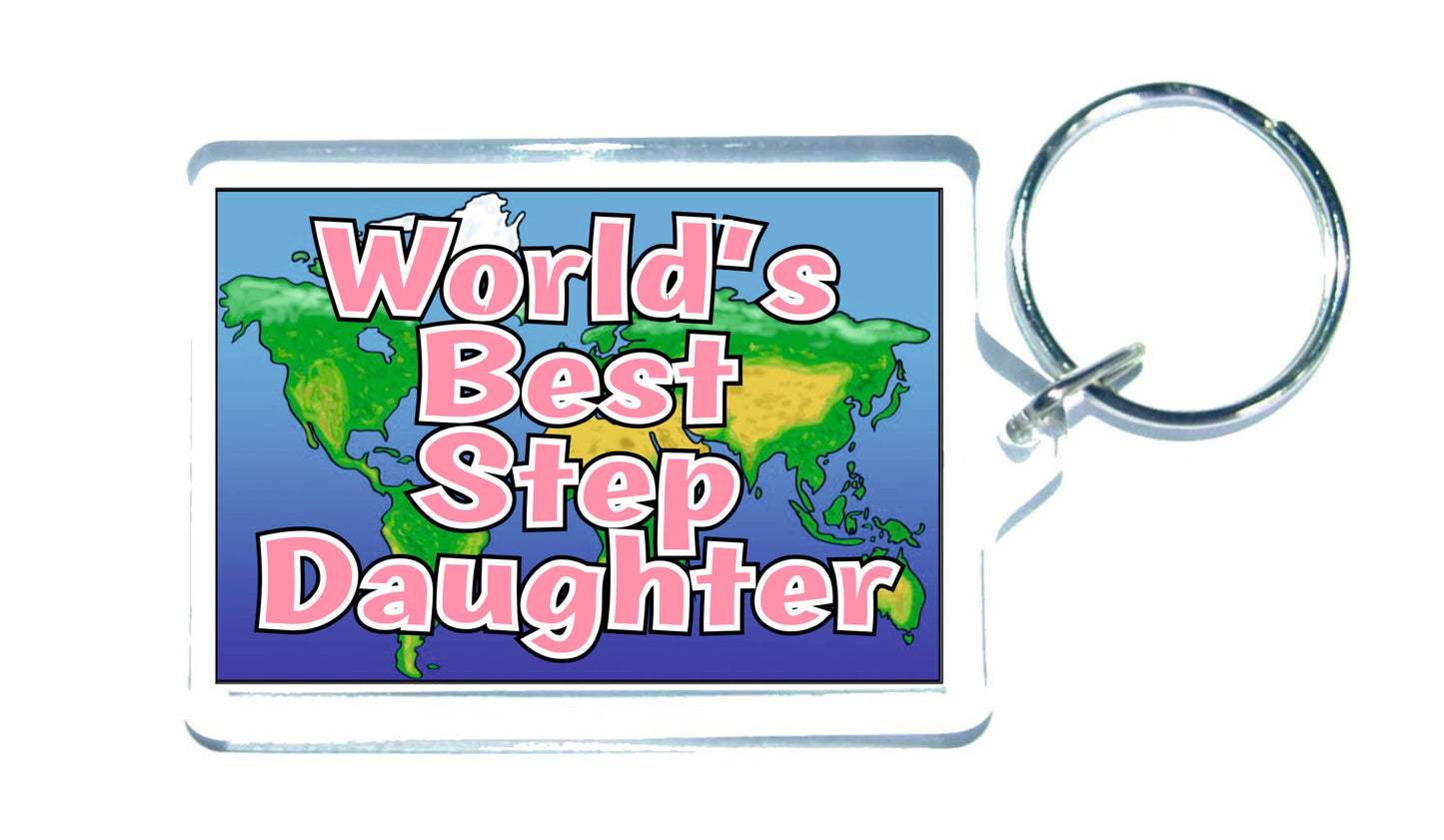 Step Daughter Keyring Gift - World's Best Step Daughter - Fun Novelty Christmas Birthday Present