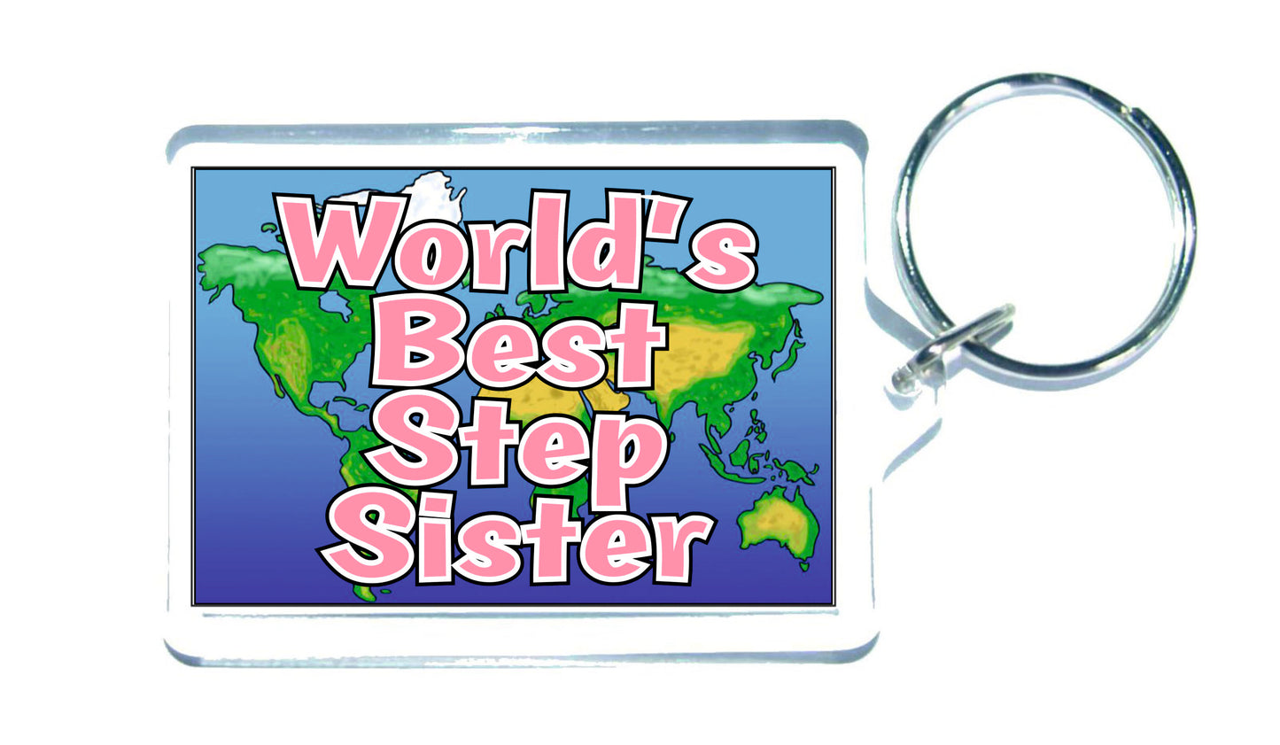Step Sister Keyring Gift - World's Best Step Sister - Fun Novelty Christmas Birthday Present