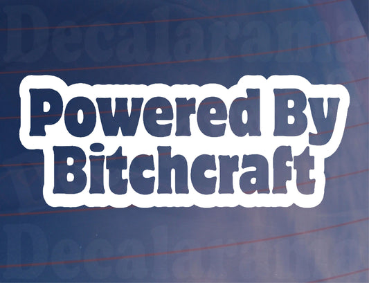 Car Sticker Powered By Bitchcraft Novelty Van Window Bumper Boot Door Decal