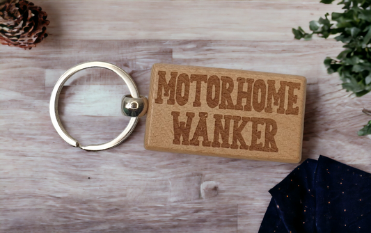 Motorhome Keyring Gift Motorhome Wanker Cute Engraved Wooden Campervan Key Fob Fun Novelty Nice Custom Present