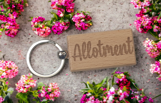 Allotment Keyring Gift - Name Key Ring - Cute Engraved Wooden Keyring Novelty Custom Gardening Present