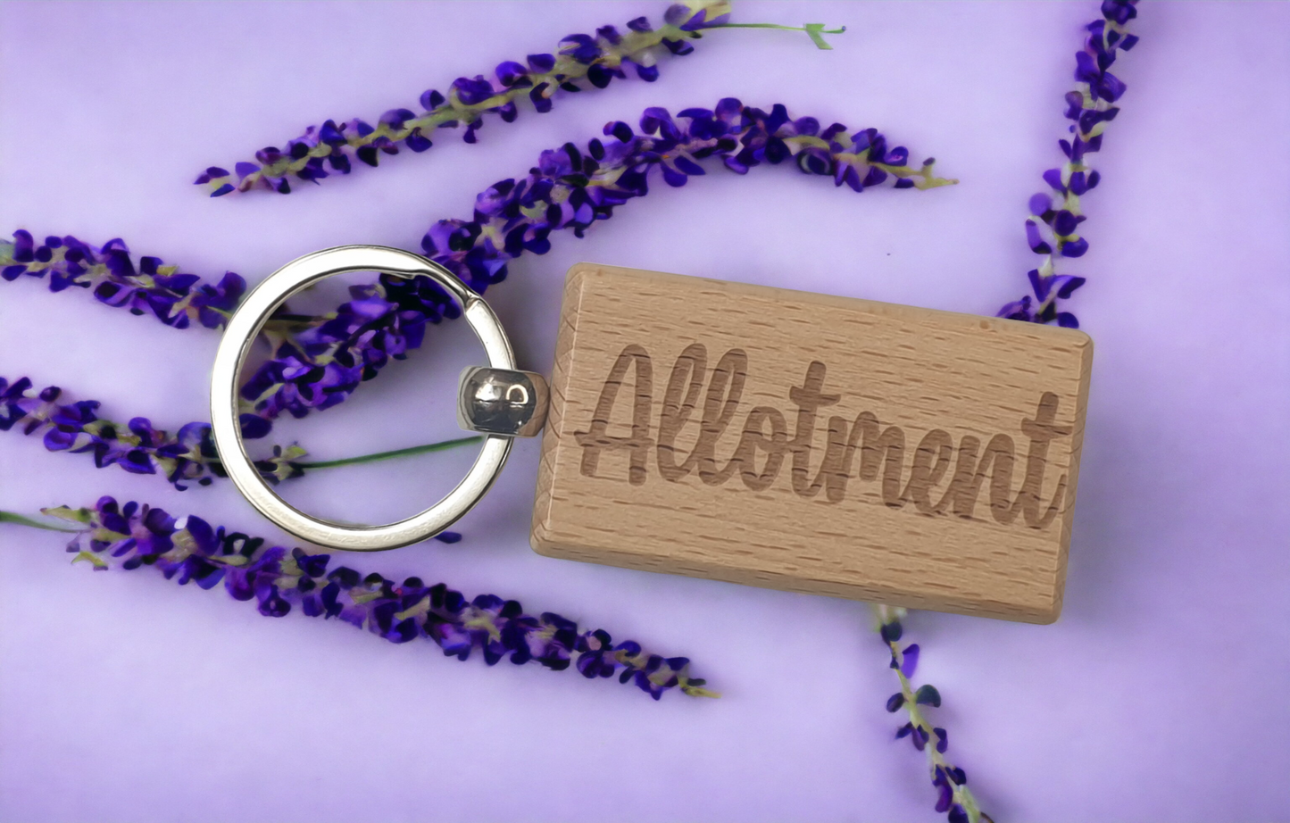 Allotment Keyring Gift - Name Key Ring - Cute Engraved Wooden Keyring Novelty Custom Gardening Present