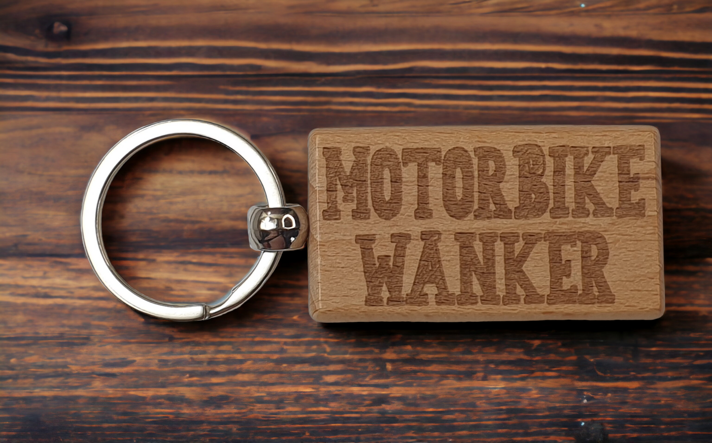 Motorbike Keyring Gift Motorbike Wanker Cute Engraved Wooden Rider Key Fob Fun Novelty Nice Custom Present