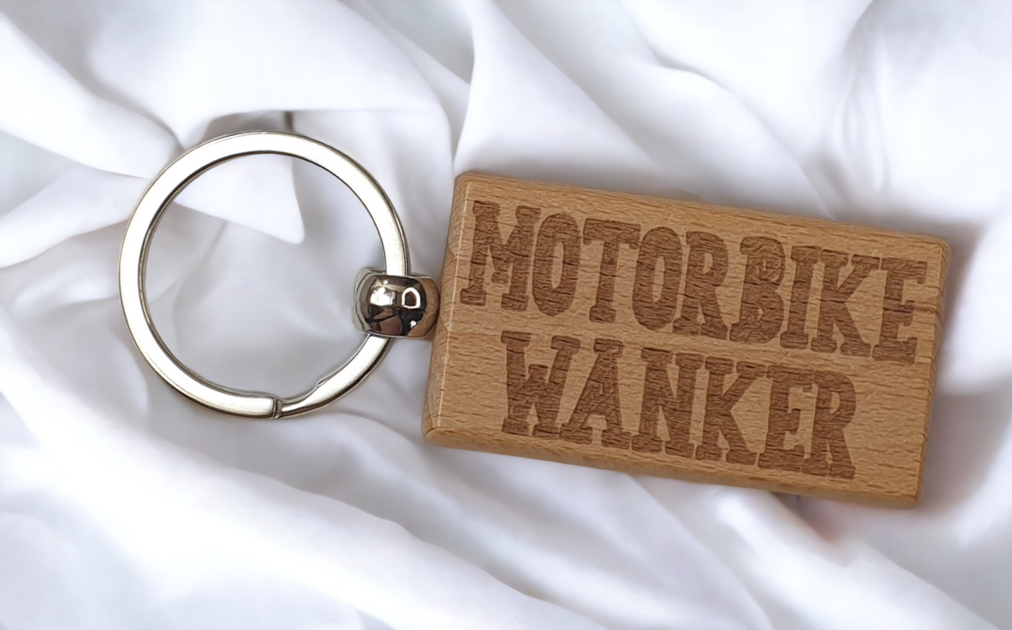 Motorbike Keyring Gift Motorbike Wanker Cute Engraved Wooden Rider Key Fob Fun Novelty Nice Custom Present