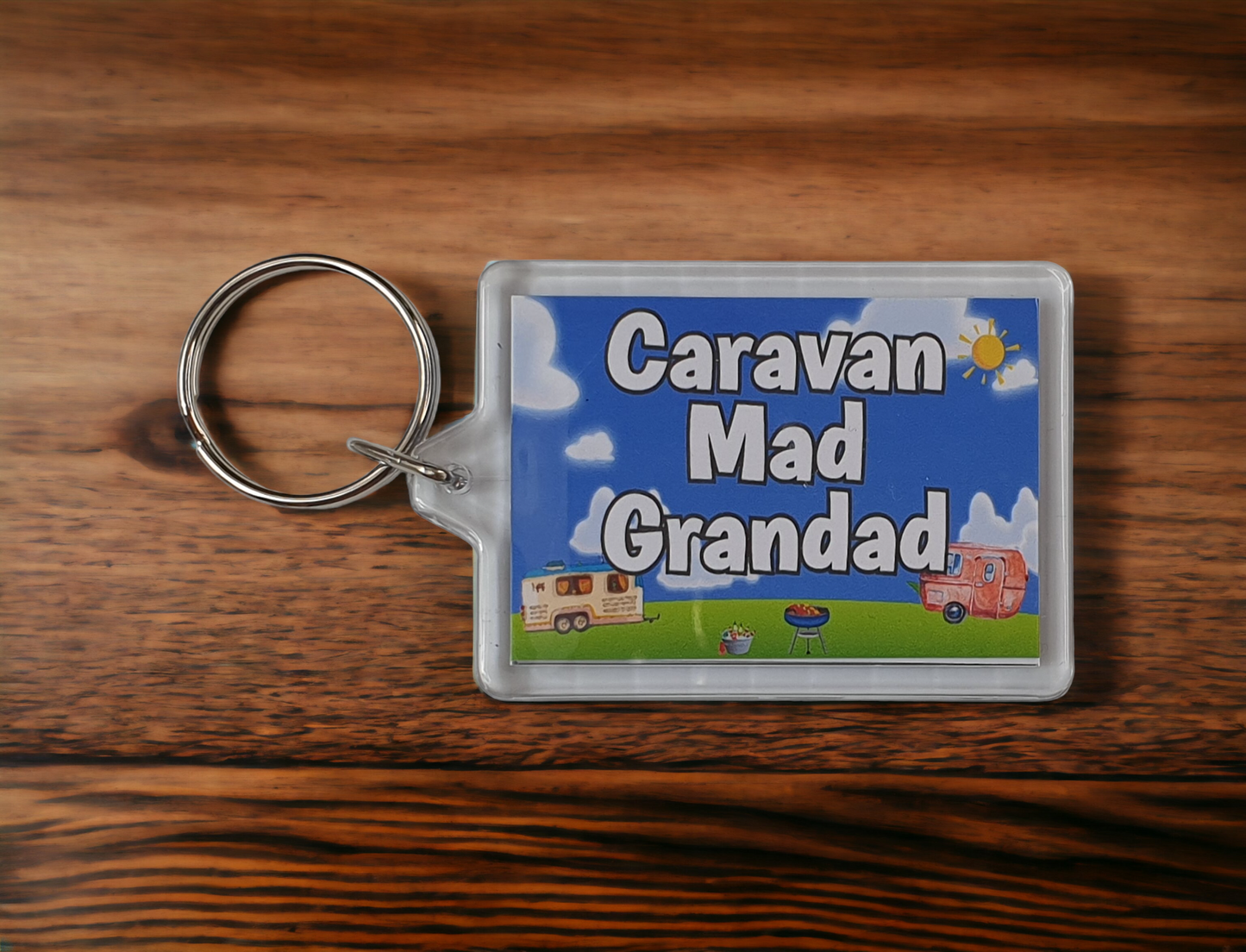 Grandad Caravan Keyring Gift - Caravan Mad Grandad - Fun Cute Novelty Holiday Present