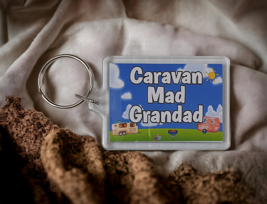 Grandad Caravan Keyring Gift - Caravan Mad Grandad - Fun Cute Novelty Holiday Present