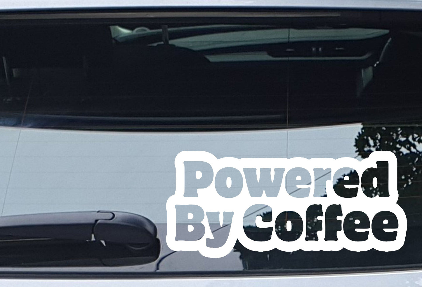 Car Sticker Powered By Coffee Novelty Van Window Bumper Boot Door Decal