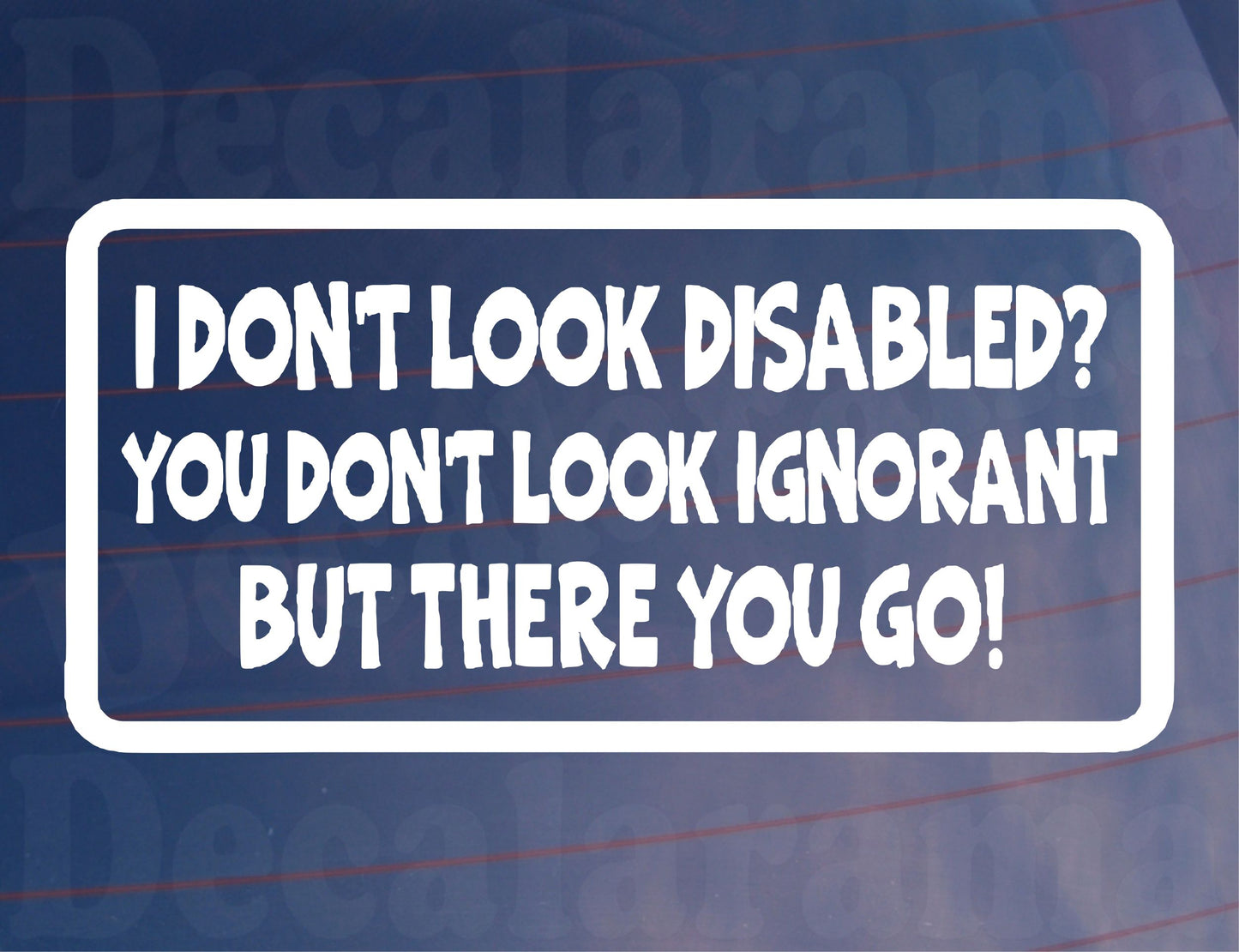 Car Sticker I Don't Look Disabled You Don't Look Ignorant Fun Novelty Bumper Door Boot Decal Present