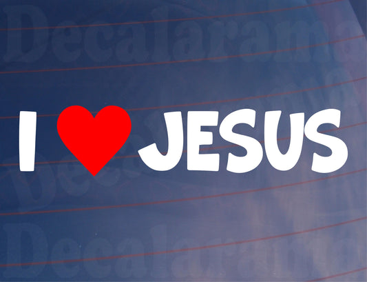 Car Sticker I Love Heart Jesus Funny Novelty Van Window Bumper Boot Door Decal Gift Present
