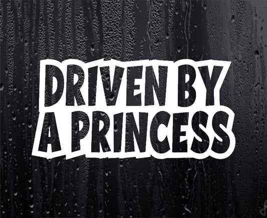 Car Sticker Driven By A Princess Fun Nice Cute Novelty Bonnet Van Bumper Boot Door Window Decal