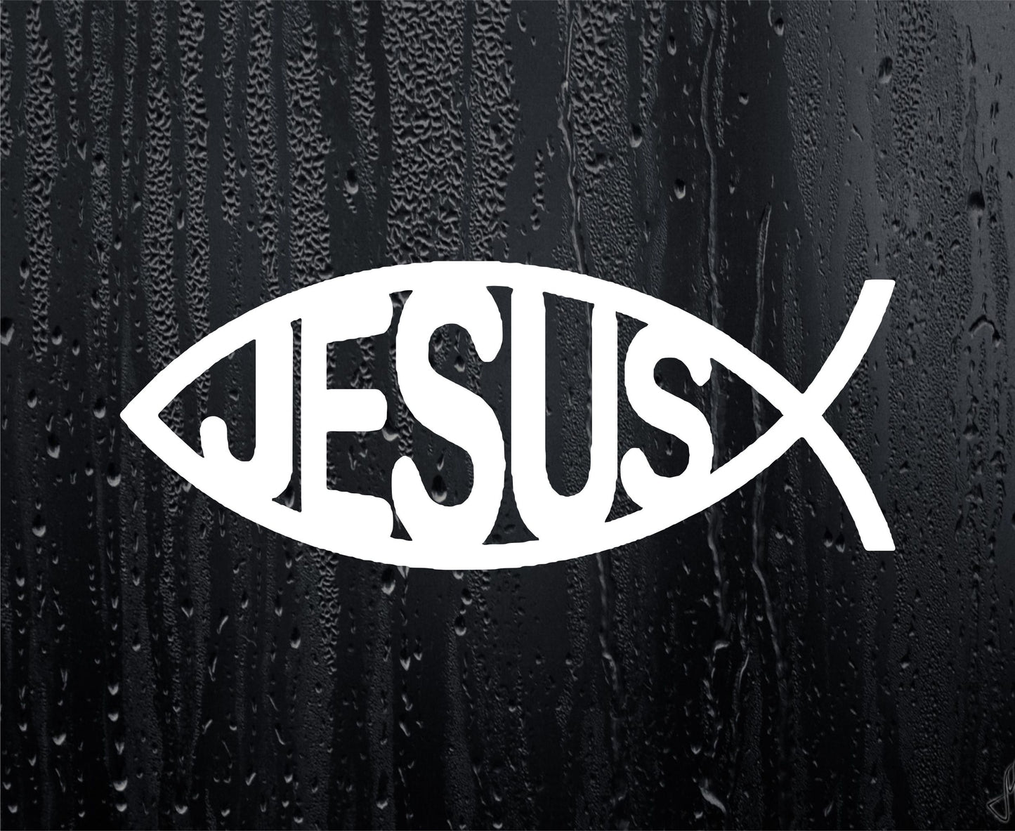 2x Car Van Sticker Jesus Ichthys Text Fish Christian Symbol Religious Window Bumper Boot Door Decal - Large