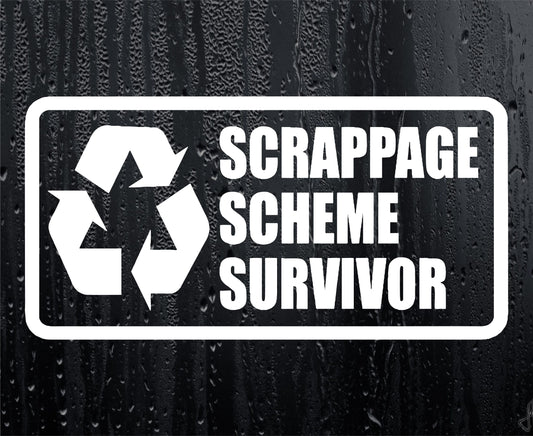 Car Sticker Scrappage Scheme Survivor Funny Novelty Van Window Bumper Boot Door Decal