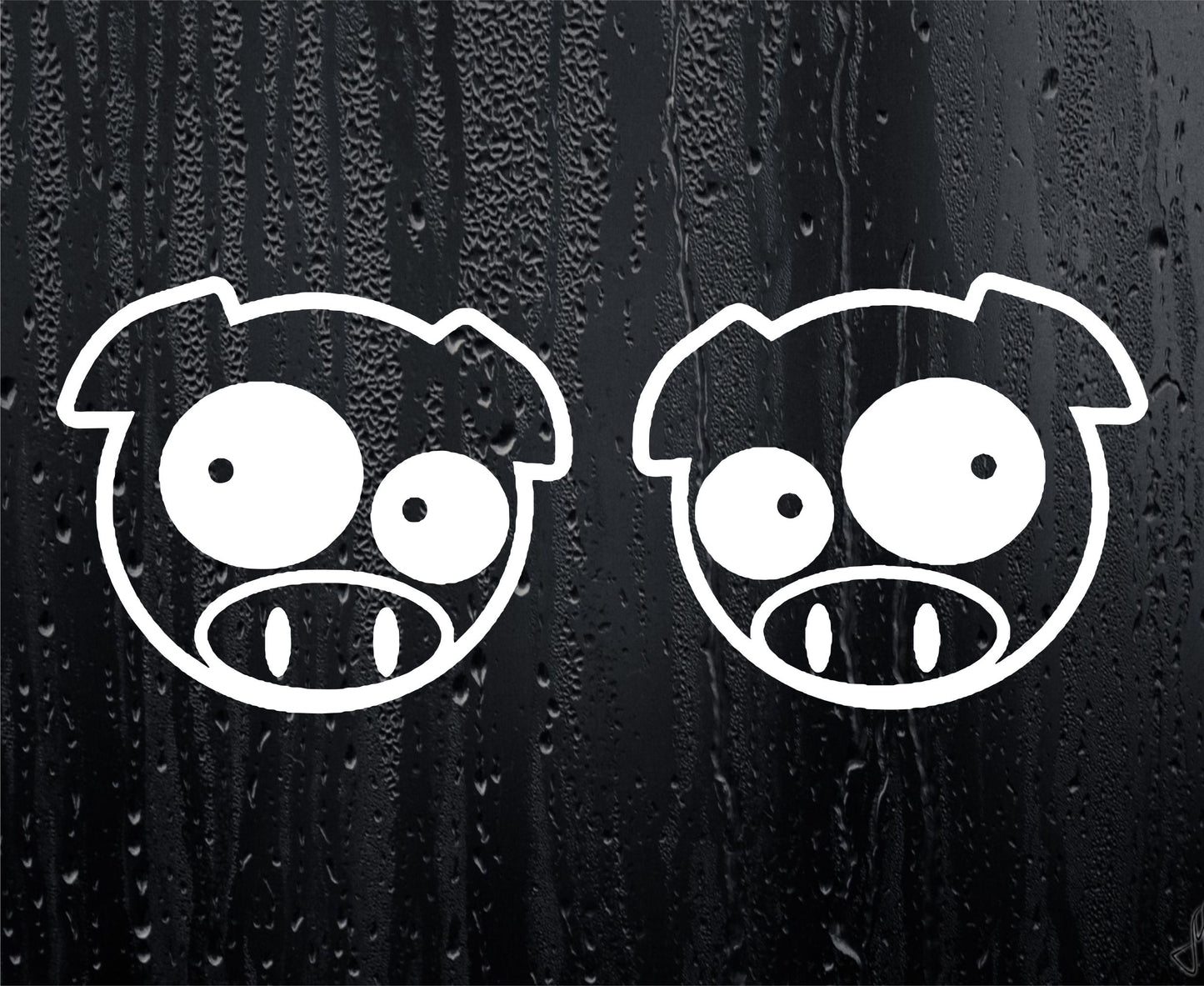 2x Car Stickers Scooby Pig Fun Cute Novelty Window Bumper Boot Door Wing Mirror Decals