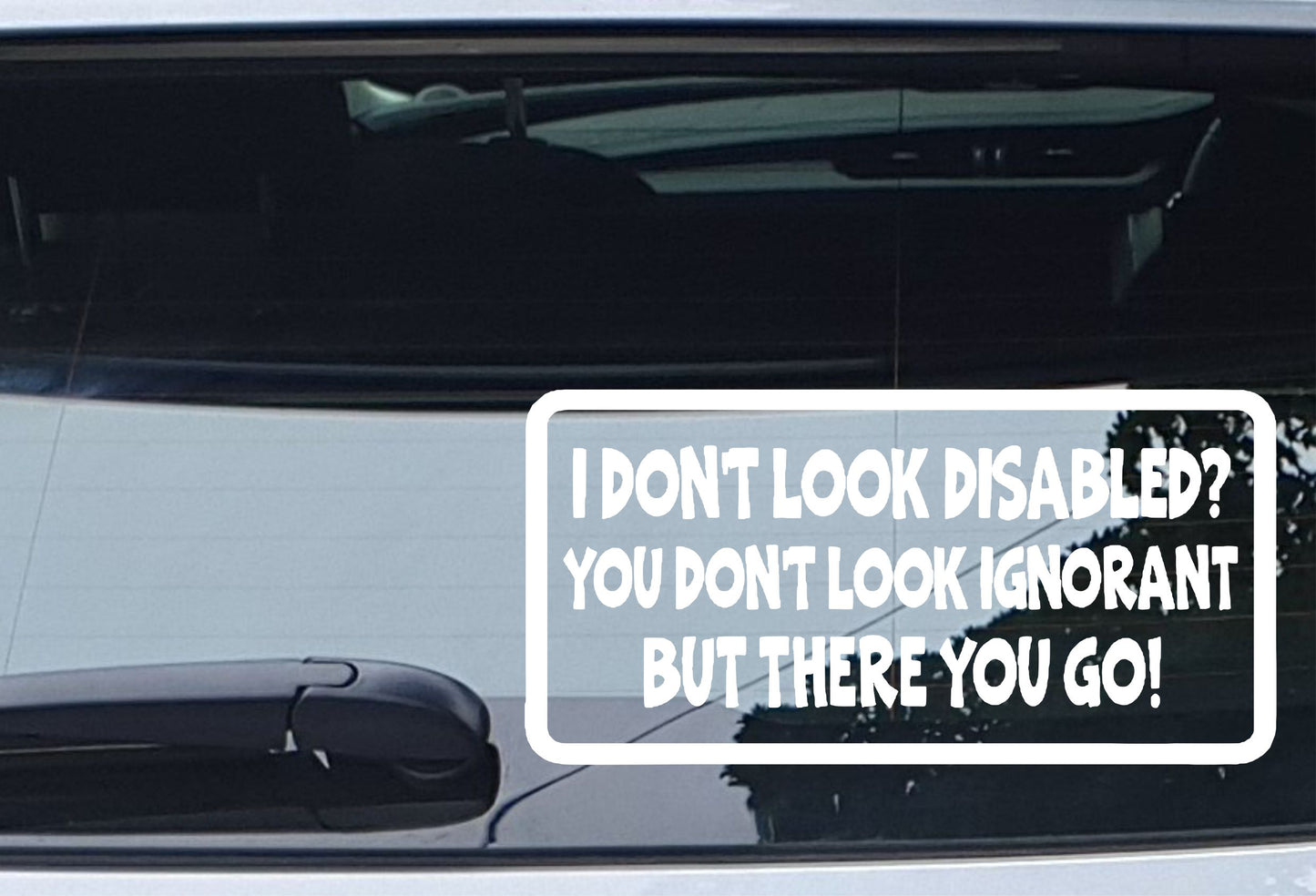 Car Sticker I Don't Look Disabled You Don't Look Ignorant Fun Novelty Bumper Door Boot Decal Present