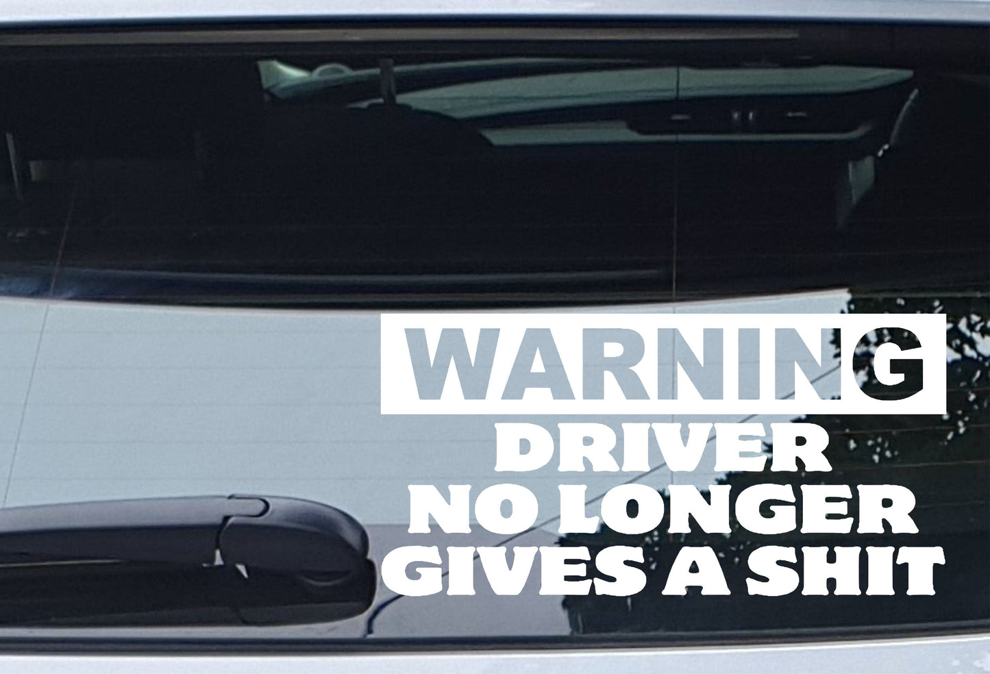 Car Sticker Warning Driver No Longer Gives A Shit Fun Cute Novelty Van Window Bumper Boot Door Decal Gift Present