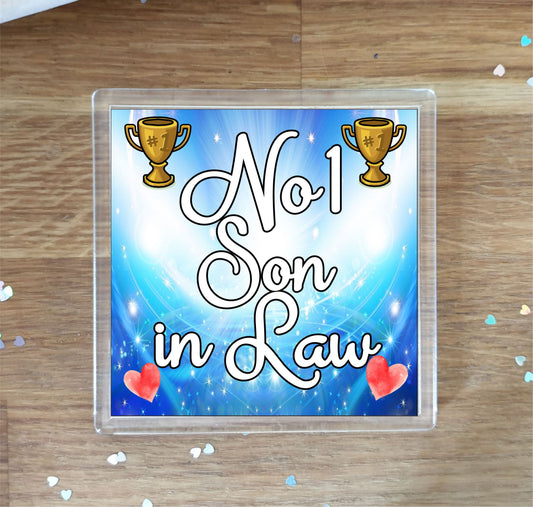 Son in Law Coaster Gift - Number One Son in Law - Fun Cute Novelty Family Present