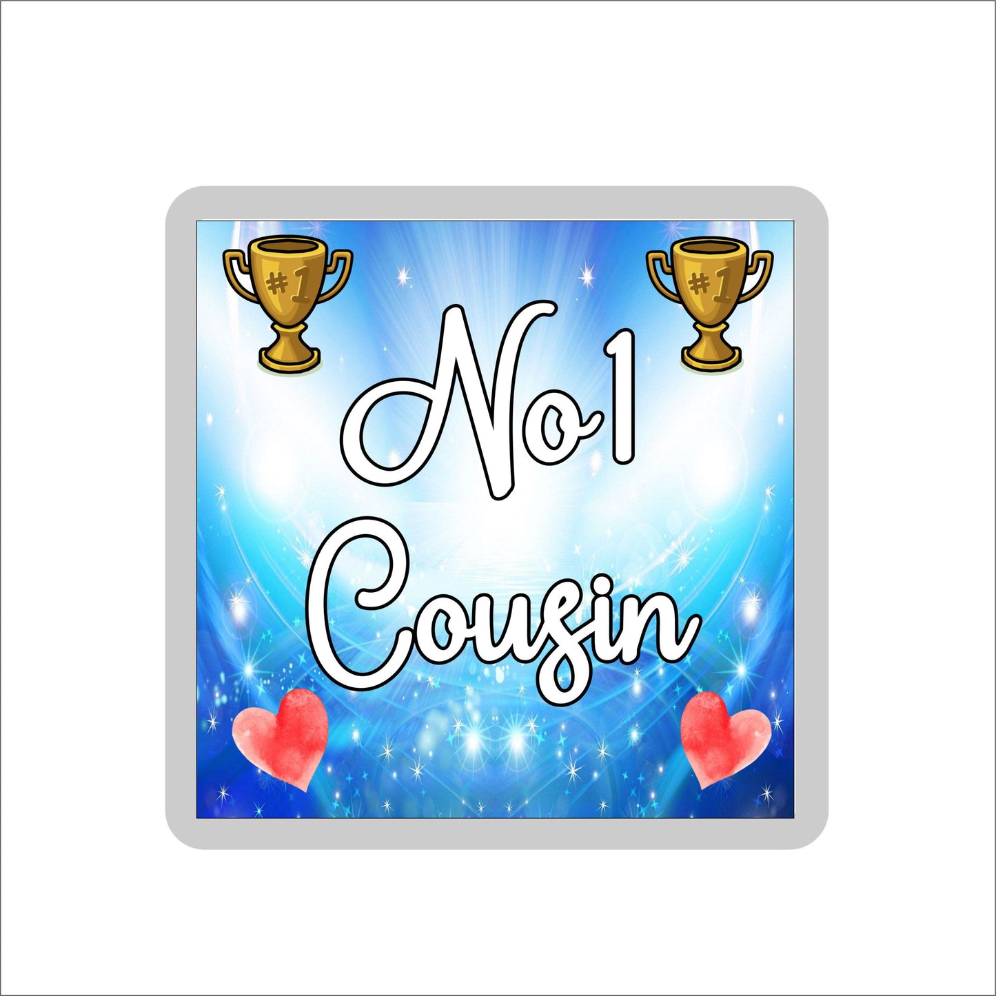 Blue Cousin Coaster Gift - Number One Cousin - Fun Cute Novelty Family Present
