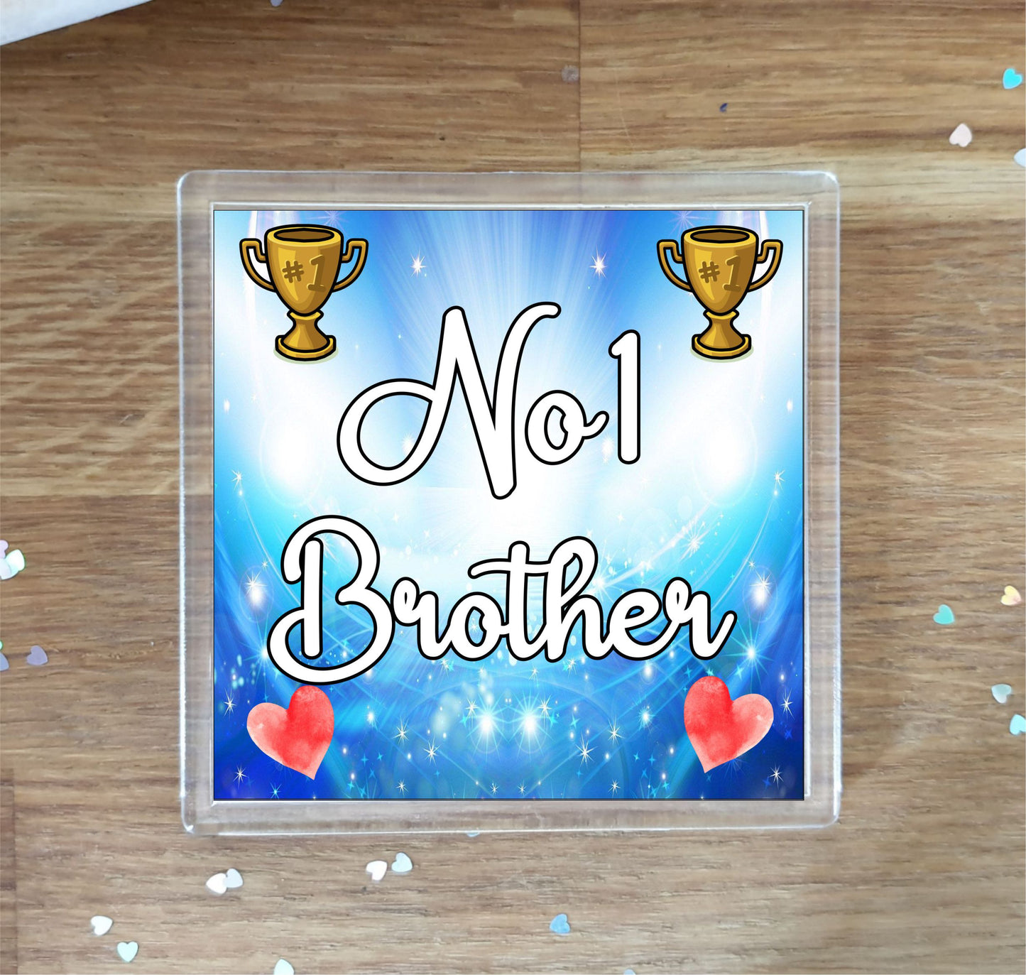 Brother Coaster Gift - Number One Brother - Fun Cute Novelty Family Present