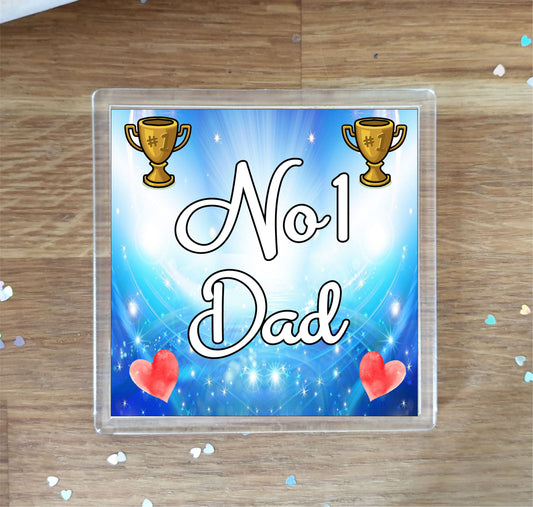 Dad Coaster Gift - Number One Dad - Fun Cute Novelty Family Present