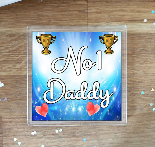 Daddy Coaster Gift - Number One Daddy - Fun Cute Novelty Family Present