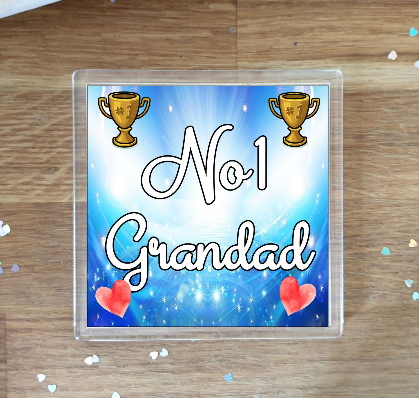 Grandad Coaster Gift - Number One Grandad - Fun Cute Novelty Family Present