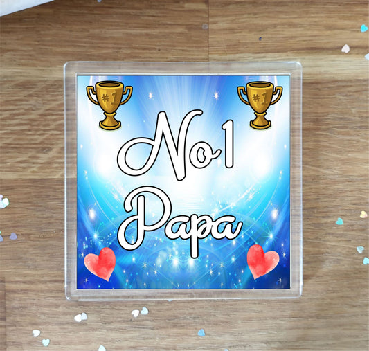 Papa Coaster Gift - Number One Papa - Fun Cute Novelty Family Present