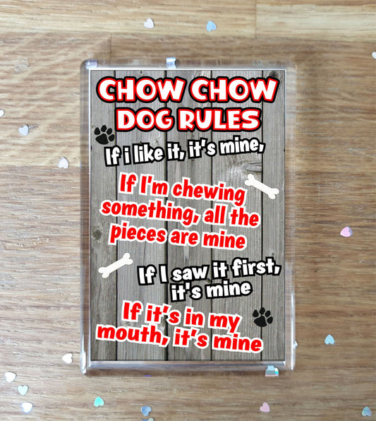 Chow Chow Fridge Magnet Gift - Dog Rules It's Mine - Fun Cute Animal Novelty Pet Birthday Gift