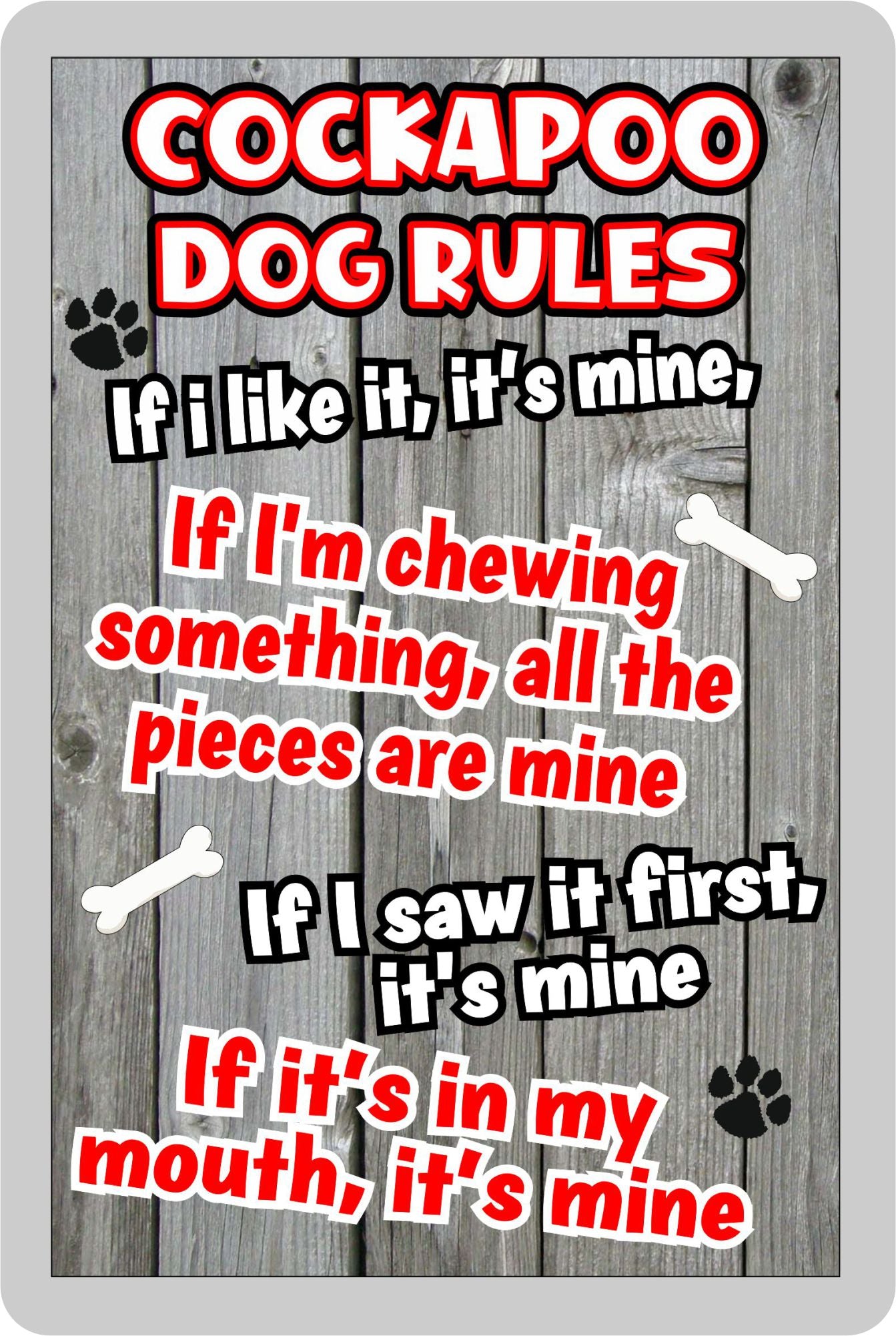 Cockapoo Fridge Magnet Gift - Dog Rules It's Mine - Fun Cute Animal Novelty Pet Birthday Gift