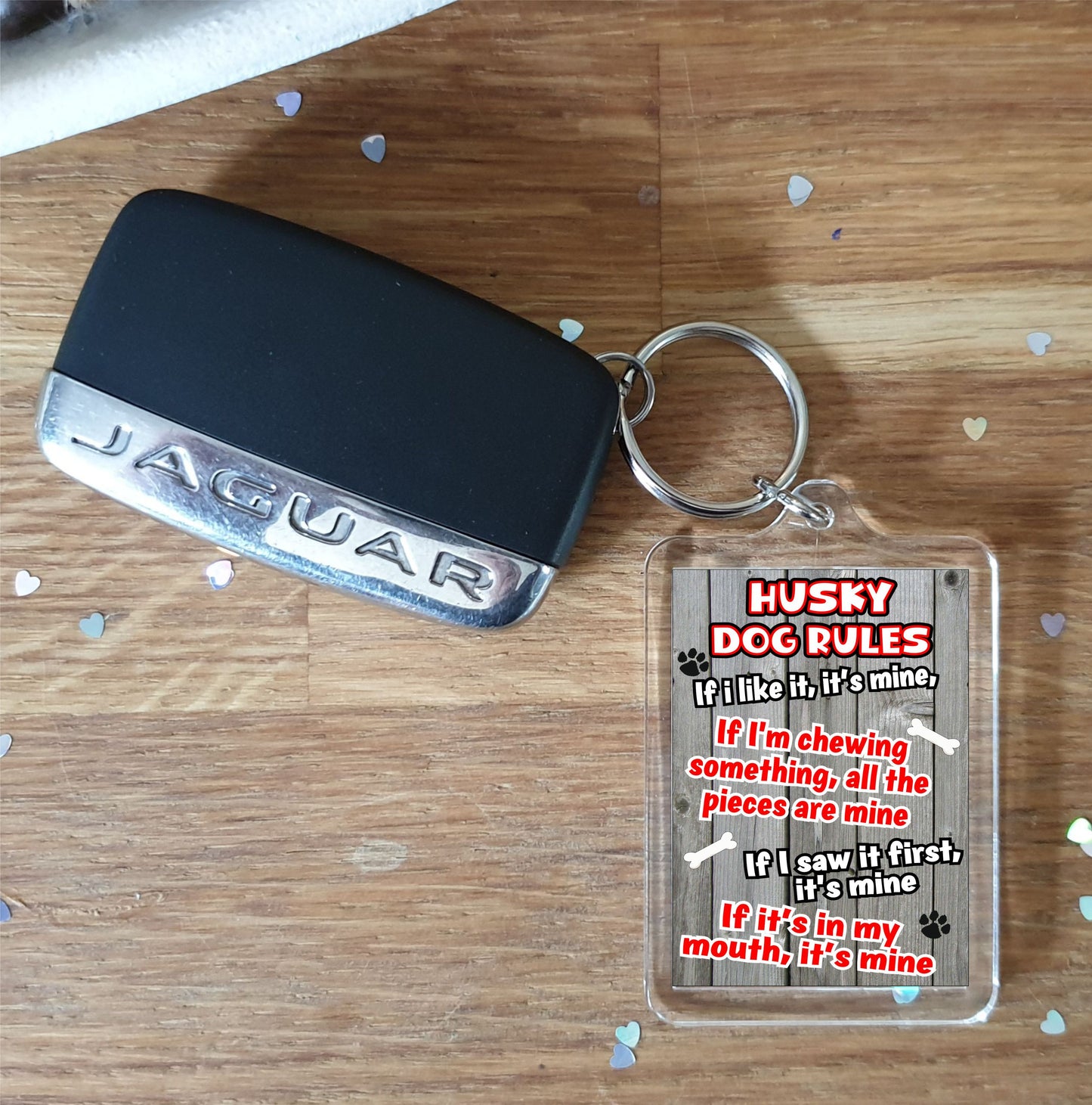 Husky Keyring Gift - Dog Rules - If I Like It It's Mine - Fun Cute Animal Novelty Pet Birthday Gift