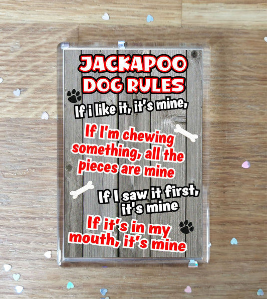 Jackapoo Fridge Magnet Gift - Dog Rules It's Mine - Fun Cute Animal Novelty Pet Birthday Gift