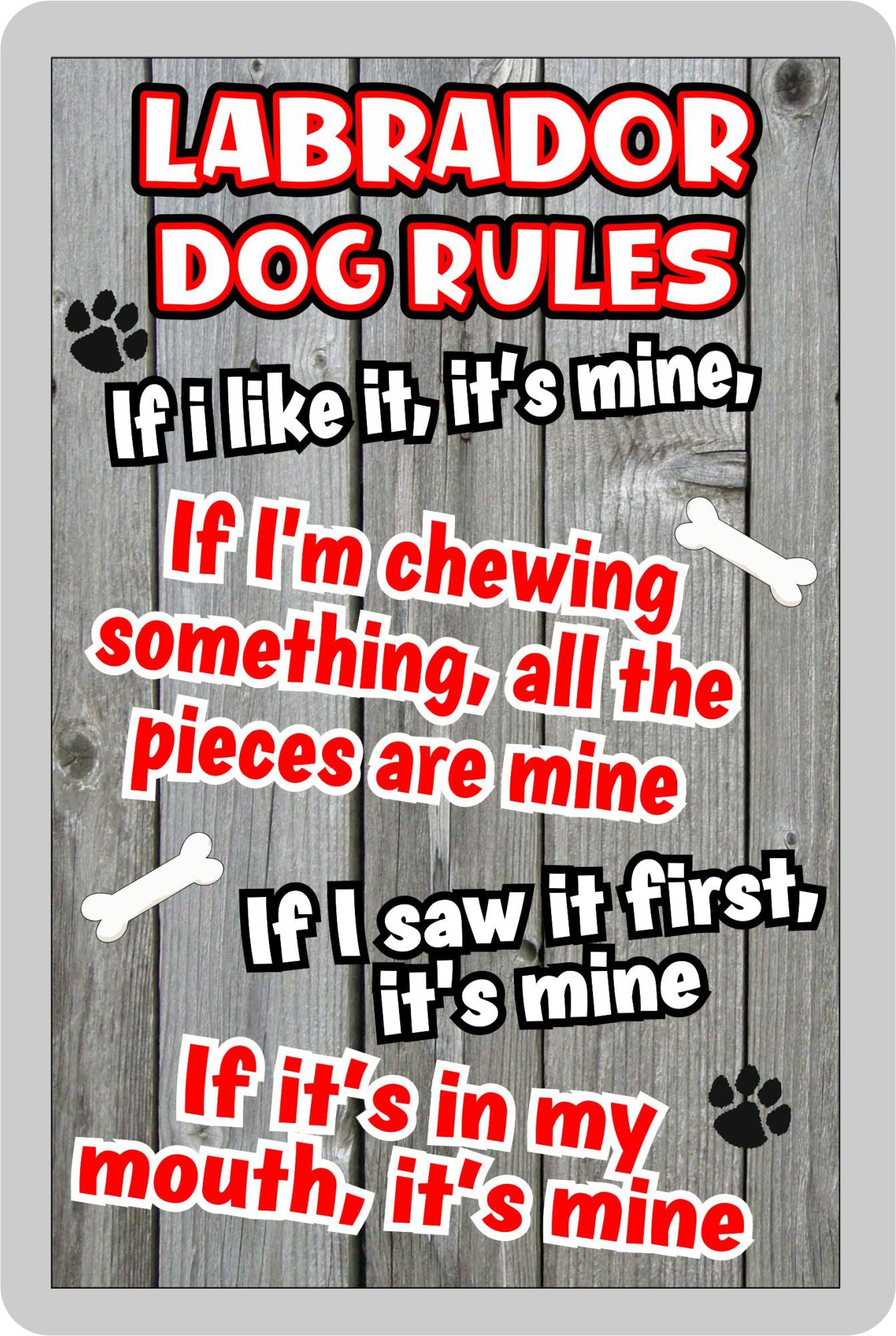 Labrador Fridge Magnet Gift - Dog Rules It's Mine - Fun Cute Animal Novelty Pet Birthday Gift