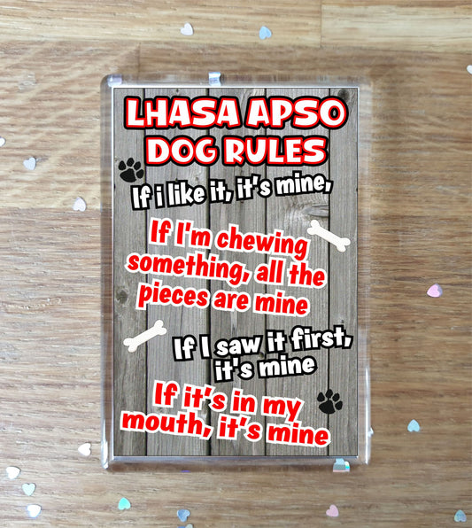 Lhasa Apso Fridge Magnet Gift - Dog Rules It's Mine - Fun Cute Animal Novelty Pet Birthday Gift