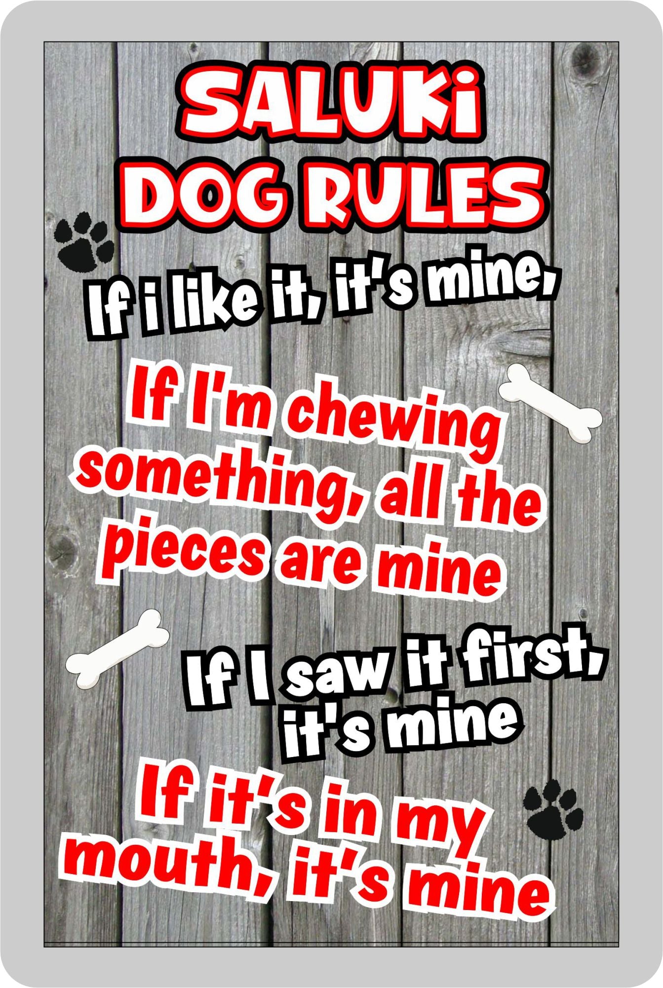 Saluki Fridge Magnet Gift - Dog Rules It's Mine - Fun Cute Animal Novelty Pet Birthday Gift